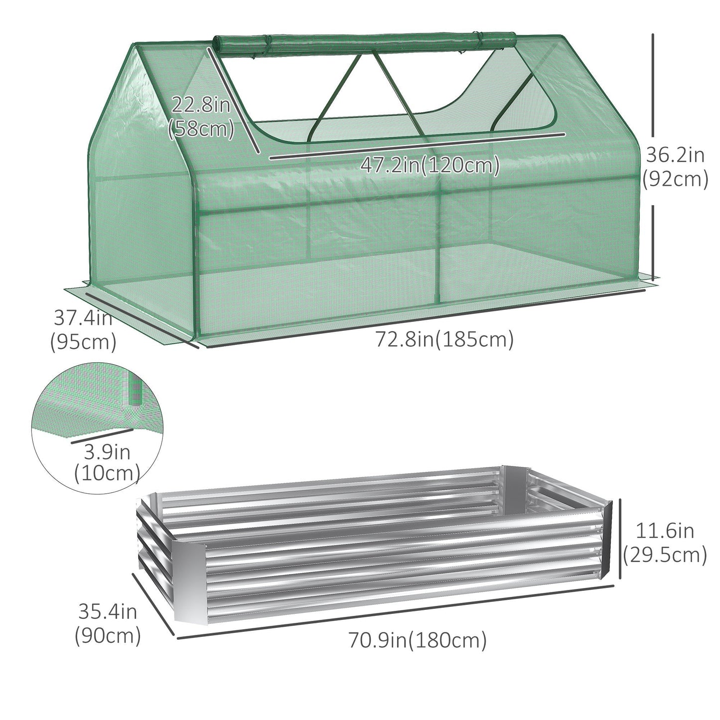 Steel Raised Garden Bed with Greenhouse Cover, 73"x37.5"x36", Multi-Color Mini Greenhouses   at Gallery Canada