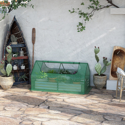 Steel Raised Garden Bed with Greenhouse Cover, 73"x37.5"x36", Multi-Color Mini Greenhouses Multi Colour  at Gallery Canada