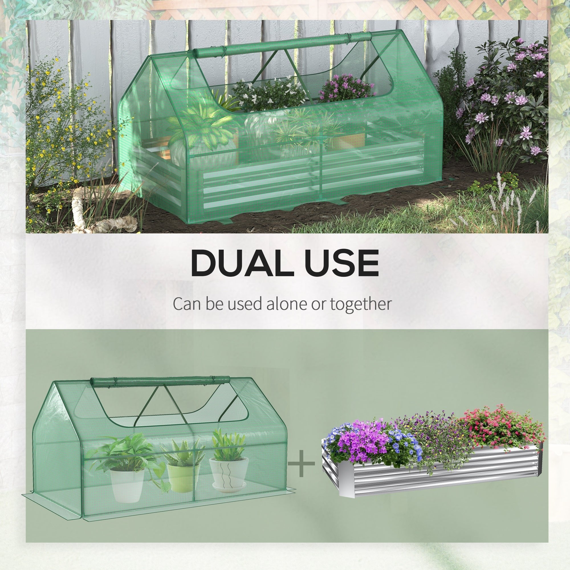 Steel Raised Garden Bed with Greenhouse Cover, 73