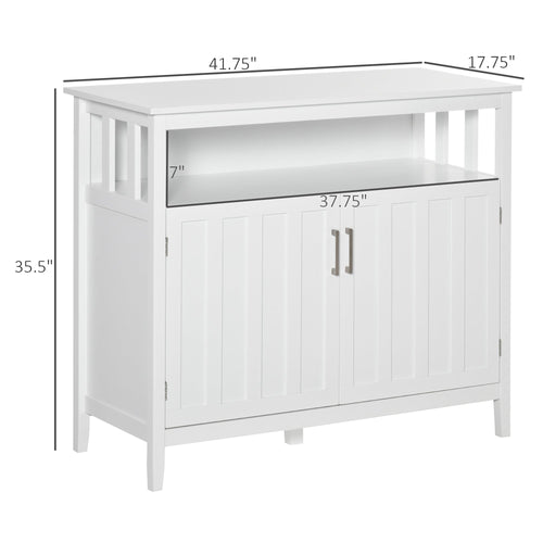 Sideboard Buffet Server Storage Cabinet Console Table with 2 Doors and Adjustable Shelves for Kitchen &; Dining Room, White