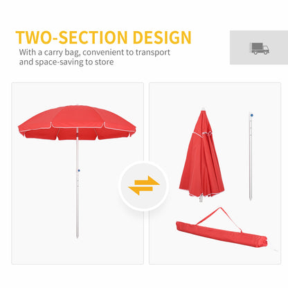 Arc. 6.4ft Beach Umbrella with Aluminum Pole Pointed Design Adjustable Tilt Carry Bag for Outdoor Patio Red Beach Umbrellas   at Gallery Canada