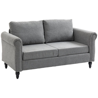 Modern 57.75" Loveseat with Curved Armrests, 2 Cushions, Rubber Wood Legs, Light Grey 2-Seater Sofas Multi Colour  at Gallery Canada