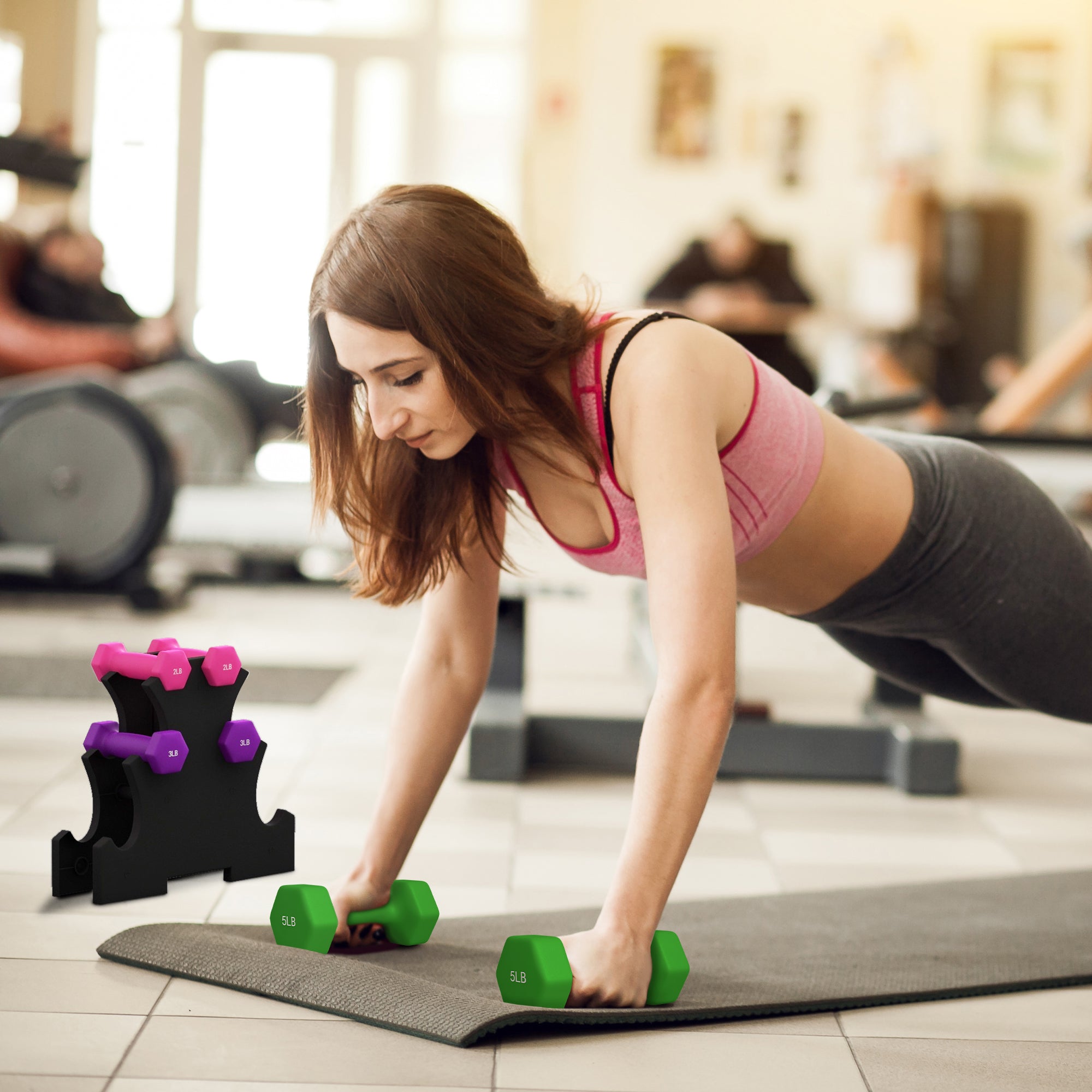 2 x 2 lbs., 2 x 3 lbs., 2 x 5 lbs. Dumbbells Set with Dumbbell Rack, Hand Weights for Home Gym Training Dumbbells & Barbells   at Gallery Canada