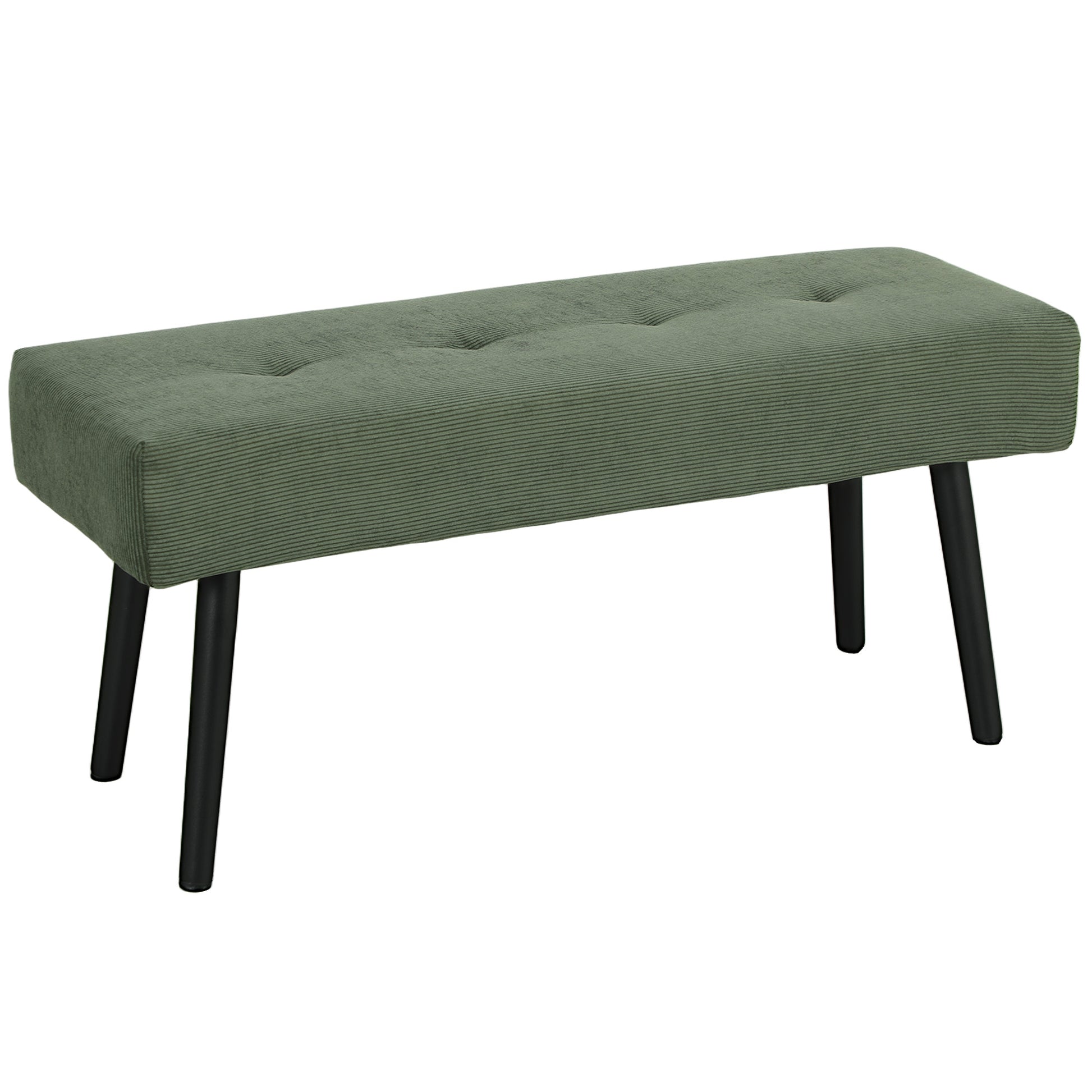 39" Upholstered Ottoman Bench, Corduroy Entryway Bedroom Bench with Padded Seat and Steel Legs for Bedroom, Green Storage Ottomans & Benches   at Gallery Canada