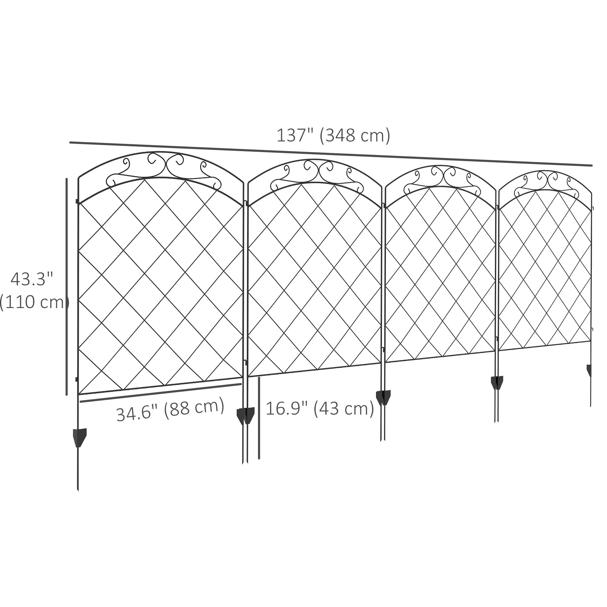 4 Pack Garden Fencing for Yard, Decorative Fence Panels as Animal Barrier and Flower Edging, Circle, Black Garden Fences at Gallery Canada