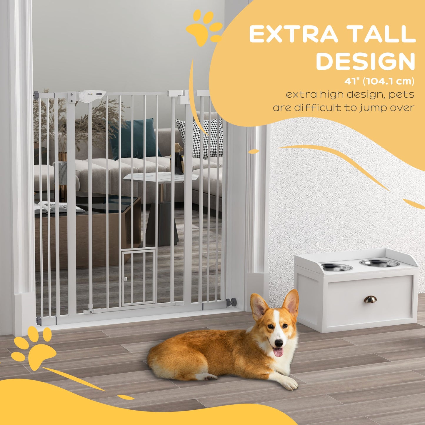 41" Easy Open Indoor Dog Gates for Doorways, House, Stair - White Houses, Kennels & Pens   at Gallery Canada