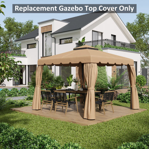 9.8' x 9.8' Replacement Canopy, Gazebo Top Cover with Double Vented Roof for Garden Patio (TOP ONLY), Khaki