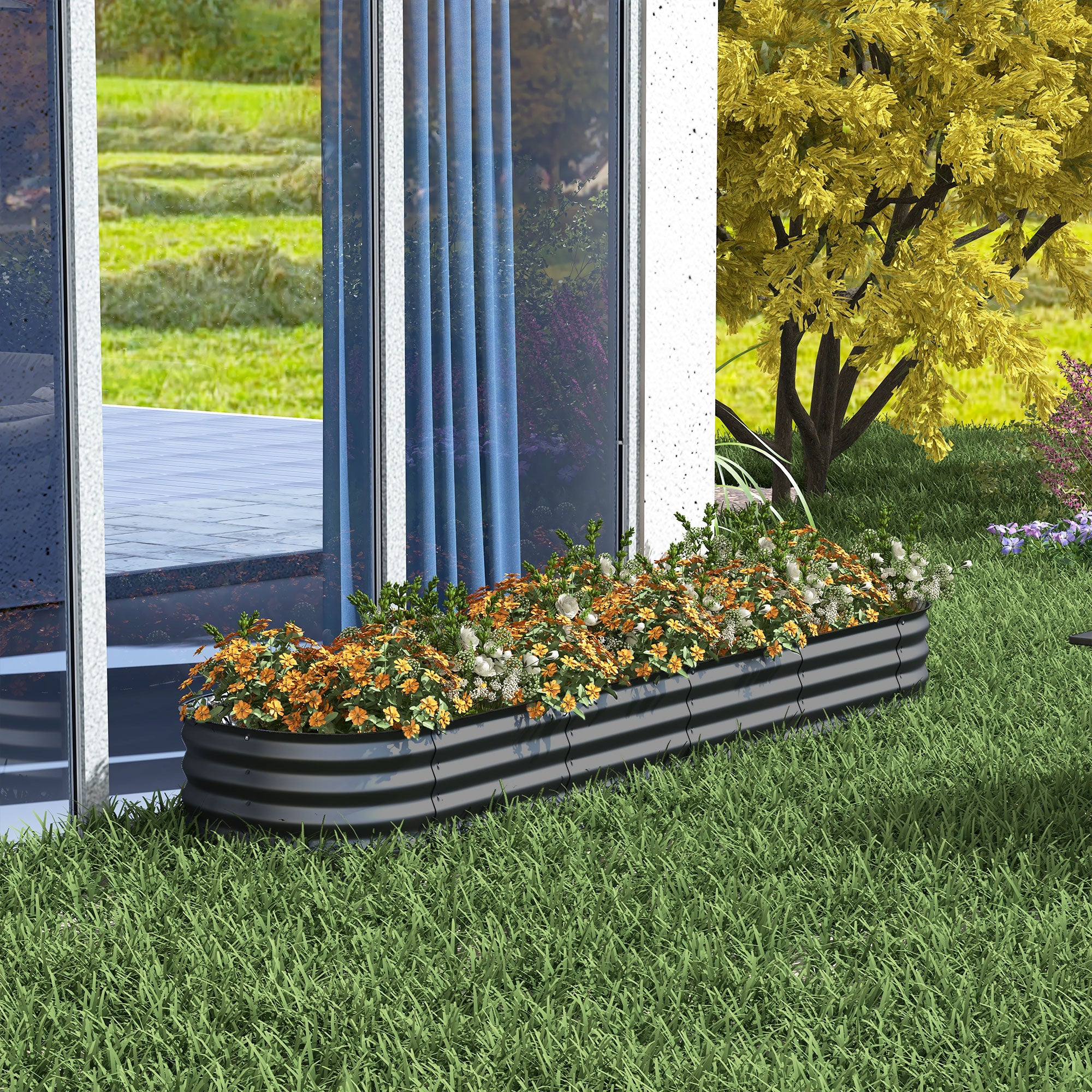 7.9 x 2 x 1ft Galvanized Raised Garden Bed Kit, Metal Planter Box with Safety Edging, Dark Grey Raised Garden Beds at Gallery Canada