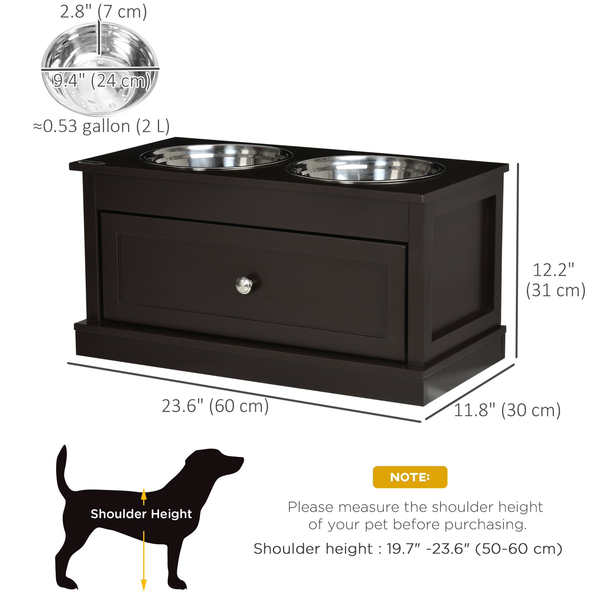 Elevated Dog Bowls with Storage Drawer for Large Dogs, Coffee Dog Bowls at Gallery Canada