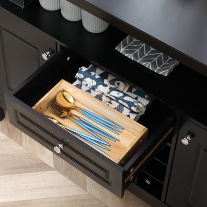 Sideboard Buffet Credenza Storage Cabinet with Drawer and Removable Wine Rack, Black Bar Cabinets   at Gallery Canada