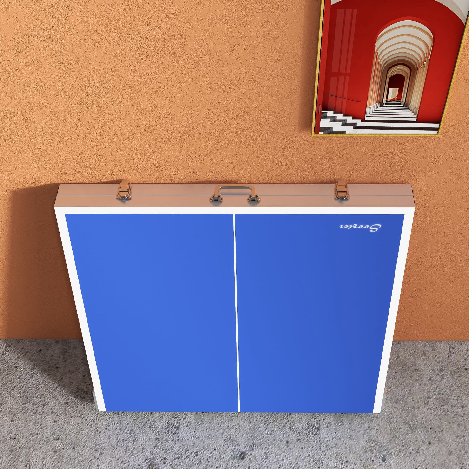 Portable Ping Pong Table Set, Table Tennis Table w/ Net, 2 Paddles, 3 Balls for Outdoor and Indoor, Easy Assembly, Blue Game Tables   at Gallery Canada