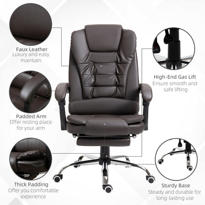 High Back Office Chair PU Leather Executive Office Chair with Retractable Footrest Padded Armrest Coffee Executive & Manager Chairs   at Gallery Canada