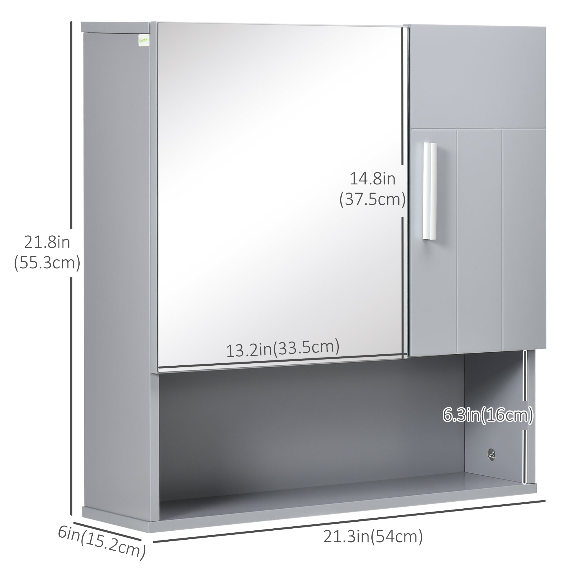 Bathroom Mirror Cabinet, Wall Mounted Medicine Cabinet with Double Doors and Adjustable Shelf, Grey Mirror Medicine Cabinets at Gallery Canada