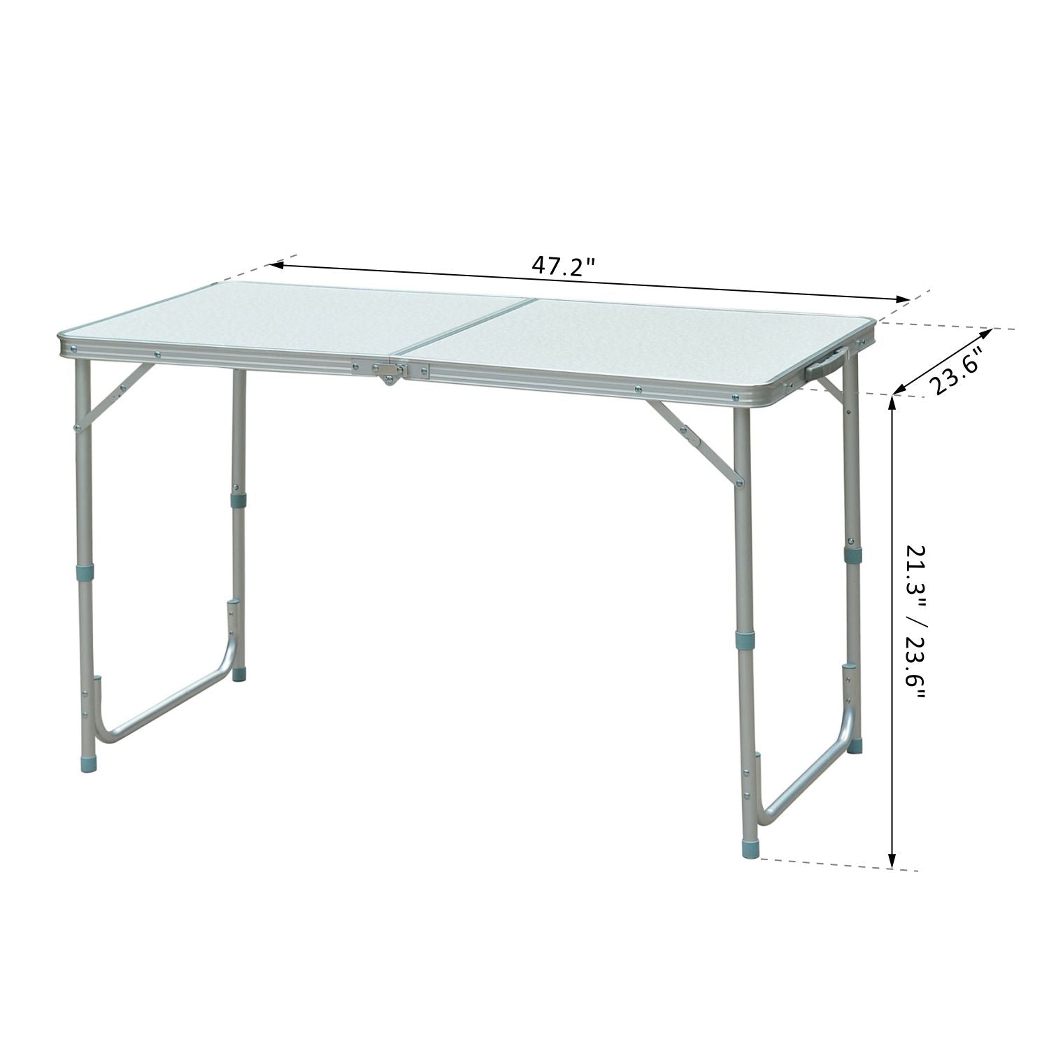 4ft Camping Table Foldable Picnic Garden BBQ Desk Indoor &; Outdoor Folding Table with 2 Level Height Adjustable, Aluminum Frame and Carrying Handle, Silver Picnic Tables & Camping Chairs at Gallery Canada