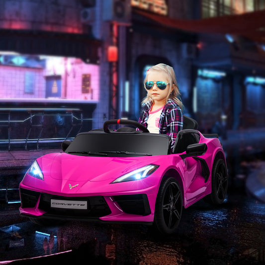 B12 Kids Electric Car Corvette Licensed w/ Remote Control, Suspension System, Music, Headlights, Slow Start, Pink Electric Toy Cars   at Gallery Canada