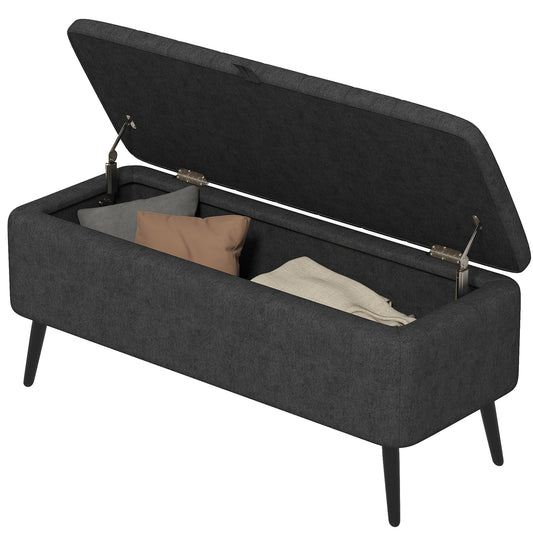 40" Ottoman with Storage, Linen Upholstered Storage Ottoman Bench with Steel Legs for Living Room, Bedroom Black Storage Ottomans & Benches at Gallery Canada