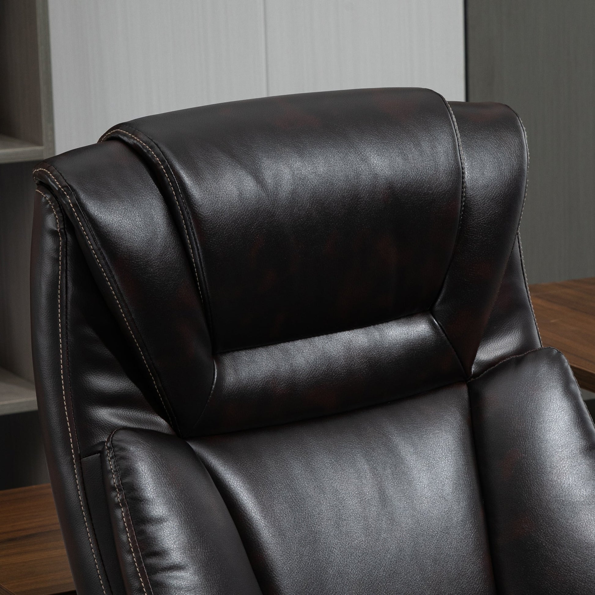 Executive Office Chair, Large, 400LBS Capacity, High Back, PU Leather, Adjustable Height, Swivel Wheels, Brown Executive & Manager Chairs   at Gallery Canada