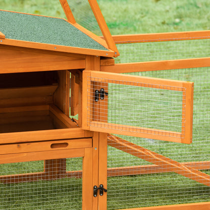 Wooden Rabbit Hutch Guinea Pig House with Removable Tray, Openable Roof, Trough, Run for Tortoises and Ferrets, Orange Rabbit Hutch   at Gallery Canada