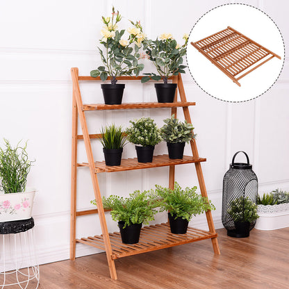 3 Tiers Outdoor Stand Bamboo Flower Pot Shelf, Natural Plant Stands   at Gallery Canada