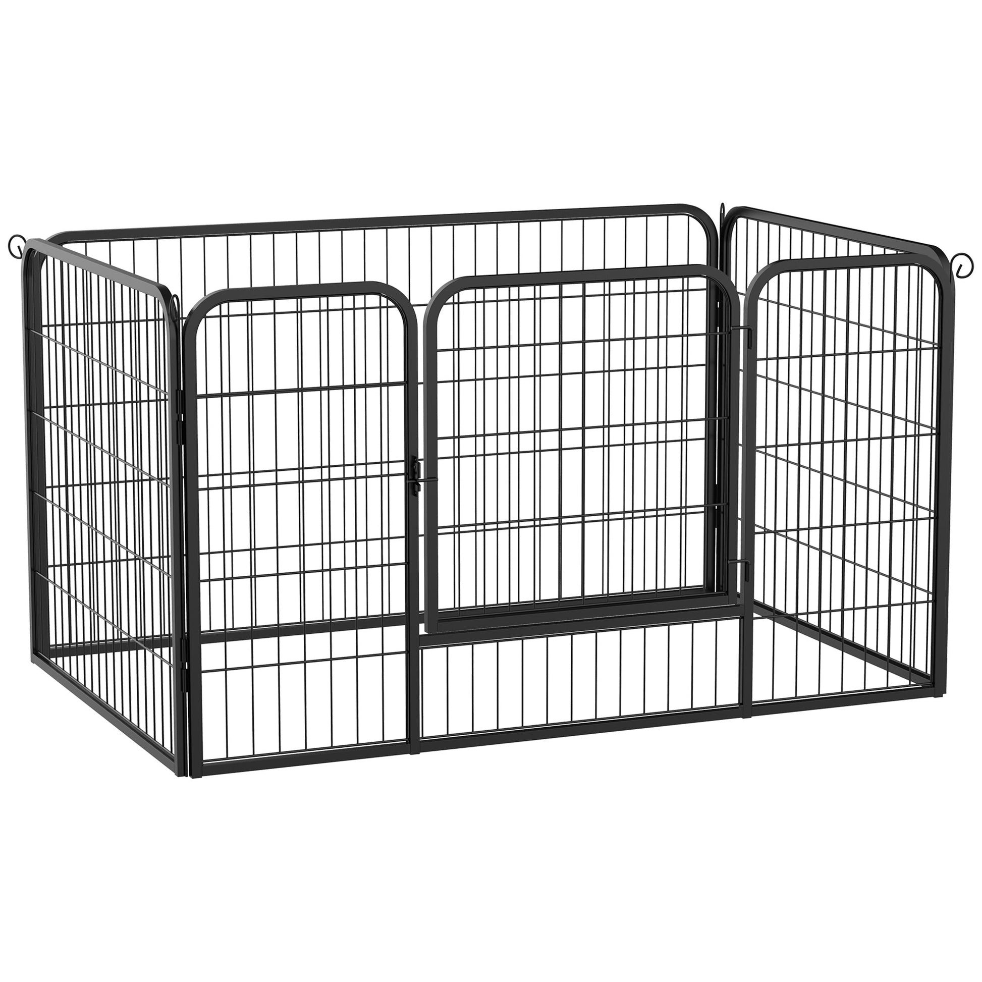 32"W 4-Panel Metal Dog Pen Exercise Pet Playpen Dog Indoor/Outdoor Fence, Black Houses, Kennels & Pens Black  at Gallery Canada