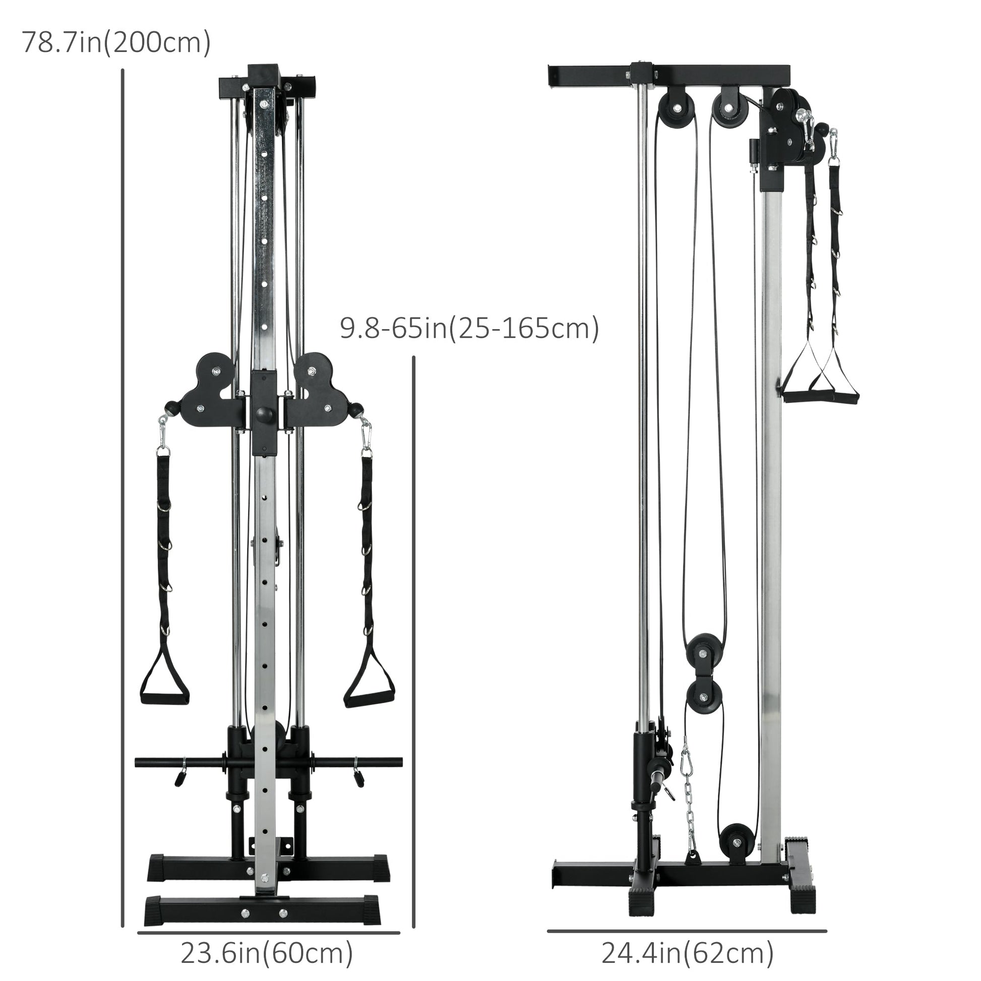 Wall Mount Cable Station, 15 Positions Adjustable Dual Pulley Machine Cable Crossover Machine for Home Gym Power Towers   at Gallery Canada