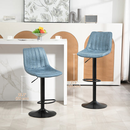 Counter Height Bar Stools Set of 2, Adjustable Height Bar Chairs with Swivel Seat, Leathaire Upholstery Bar Stools   at Gallery Canada