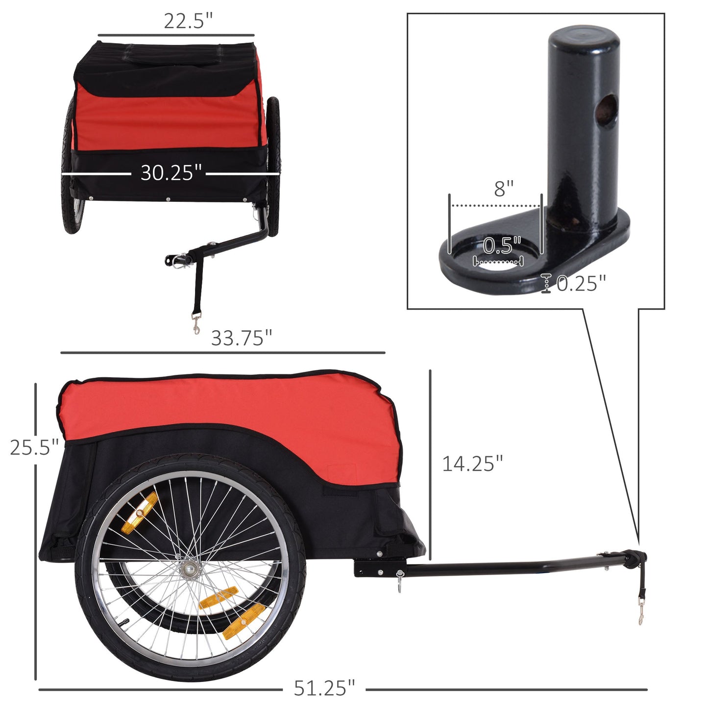 Bike Cargo Trailer Bicycle Luggage Carrier Cart with Cover Black Red Bike Cargo Trailers   at Gallery Canada