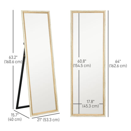 Floor Standing Mirror, Full Length Mirror, Free Standing, Leaning or Wall Mirror with Frame for Bedroom, Dark Wood Grain Full Length Mirrors at Gallery Canada