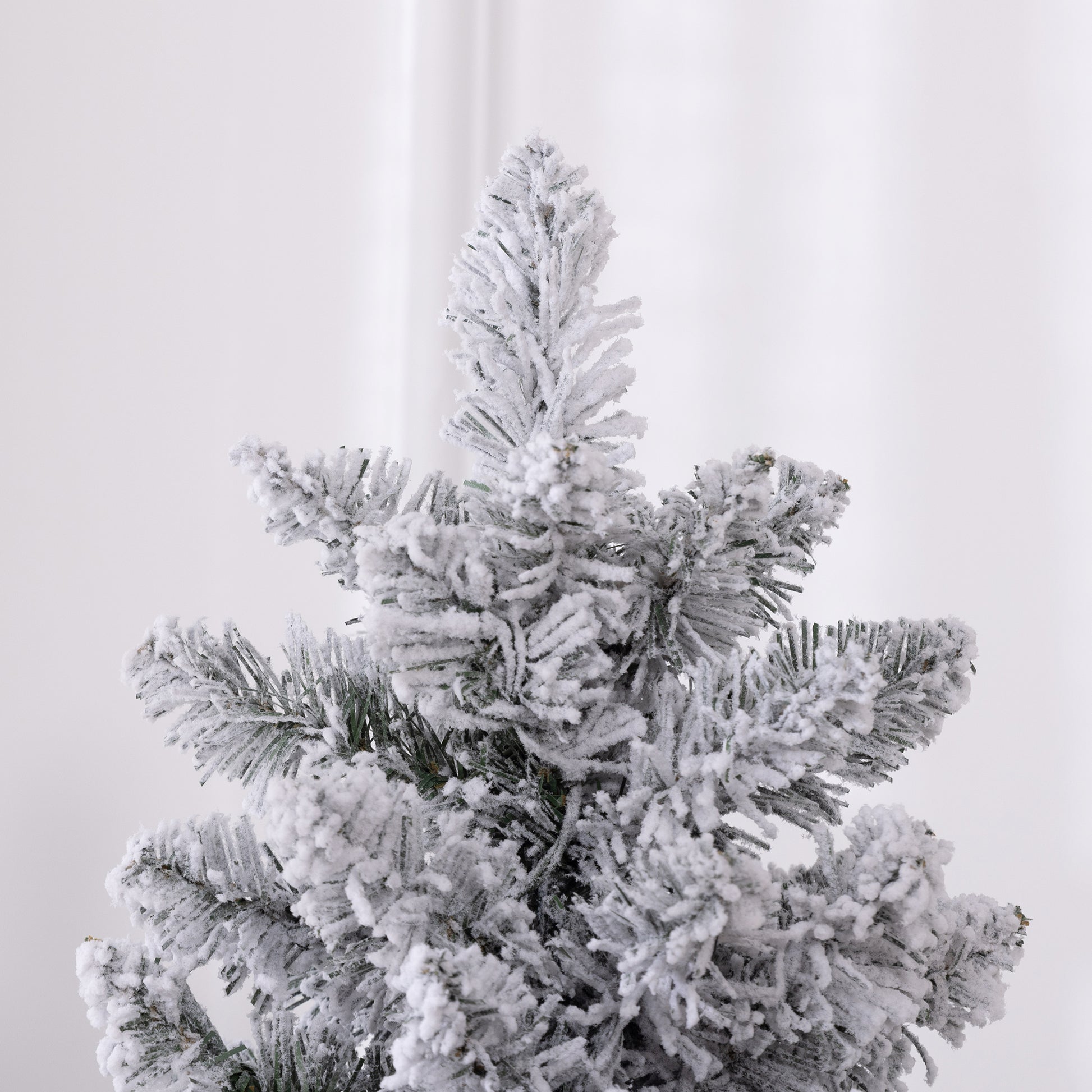 6ft Artificial Prelit Christmas Tree with Warm White LED Light, Snow Flocked Branches, Metal Base, Pencil Xmas Tree Pre Lit Christmas Trees   at Gallery Canada