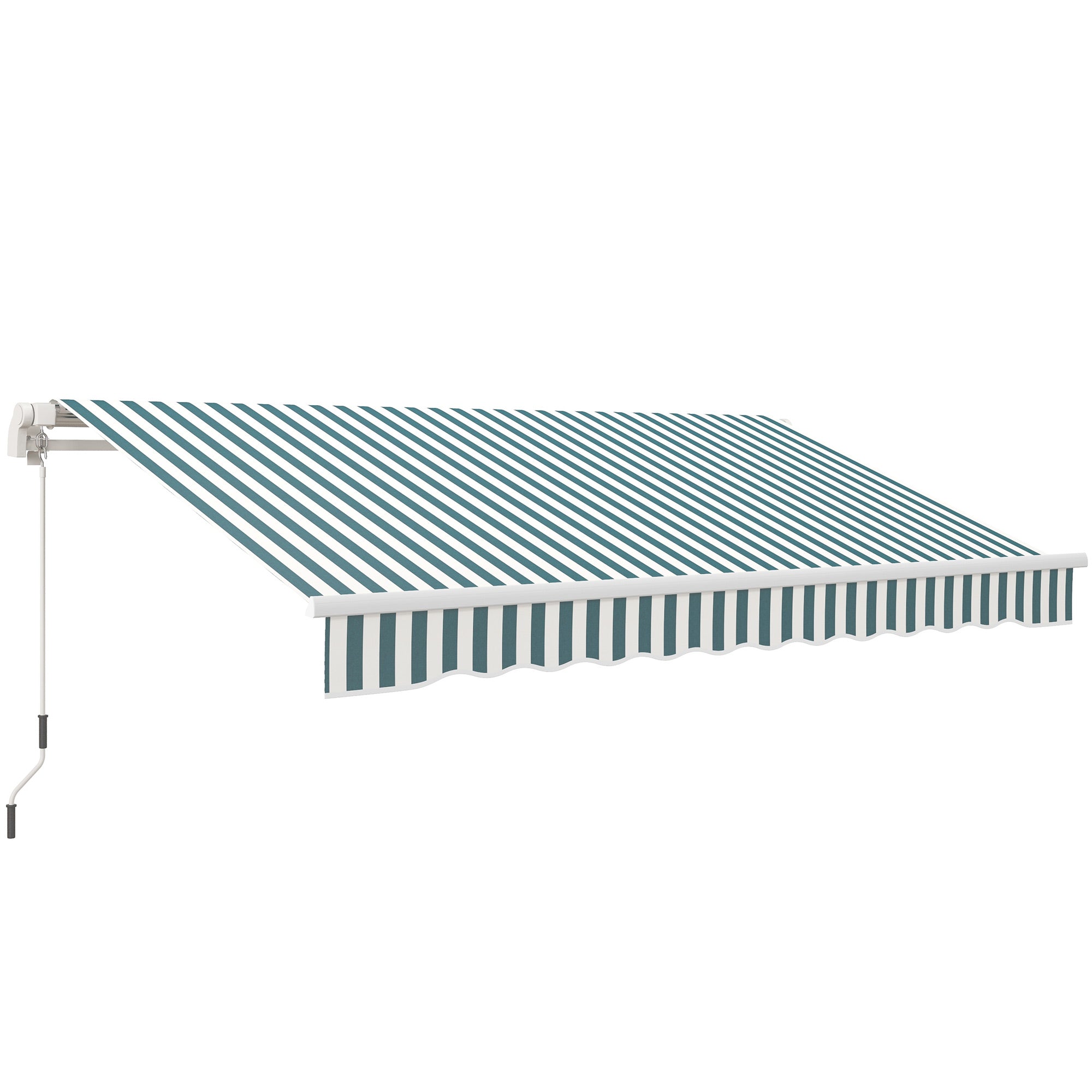 12' x 10' Manual Retractable Awning Outdoor Sunshade Shelter for Patio, Balcony, Yard, with Adjustable &; Versatile Design, Green and White Deck Awnings Green and White at Gallery Canada