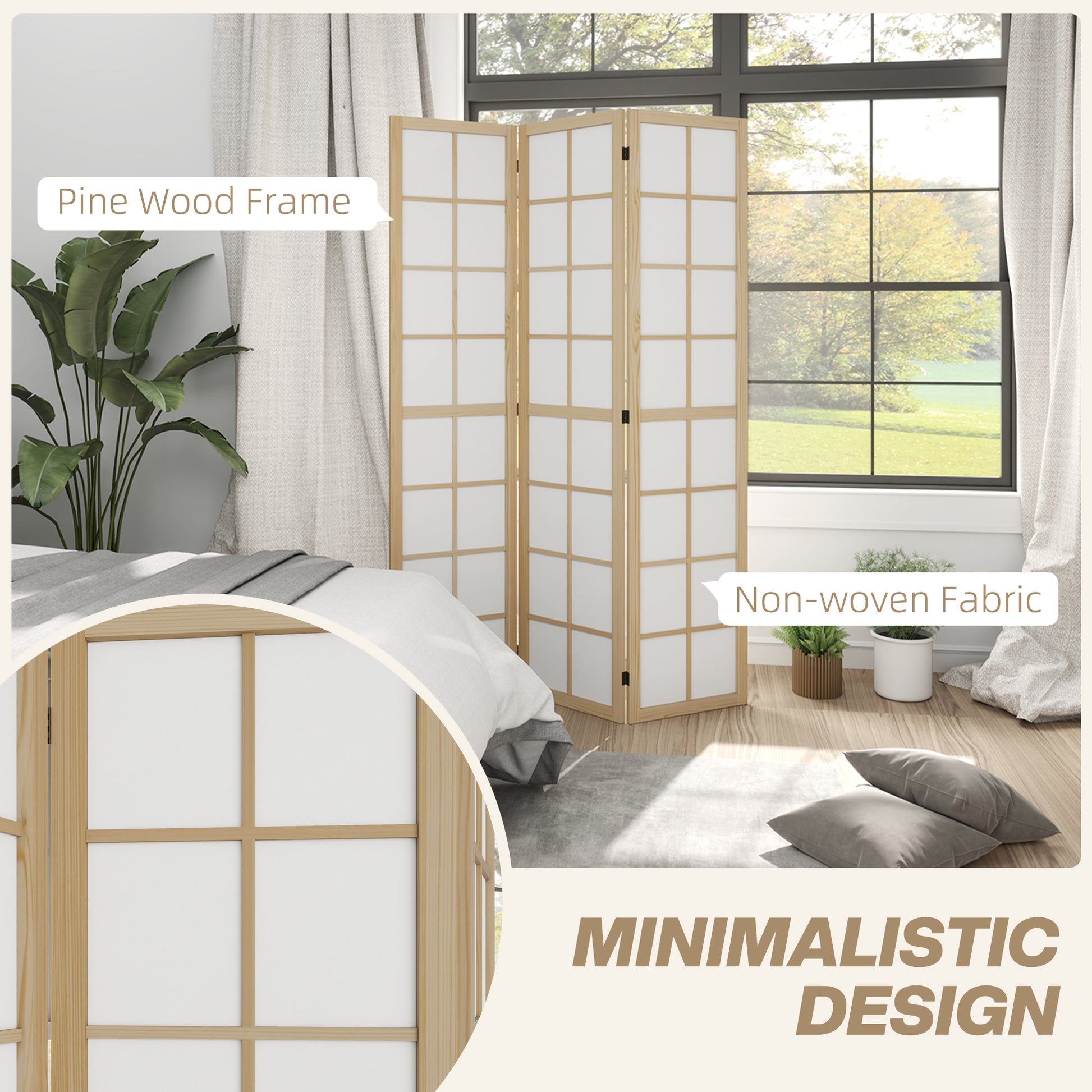 3 Panel Room Divider, 5.6 ft Folding Wall Divider Room Partition for Home Office, Bedroom Room Dividers at Gallery Canada