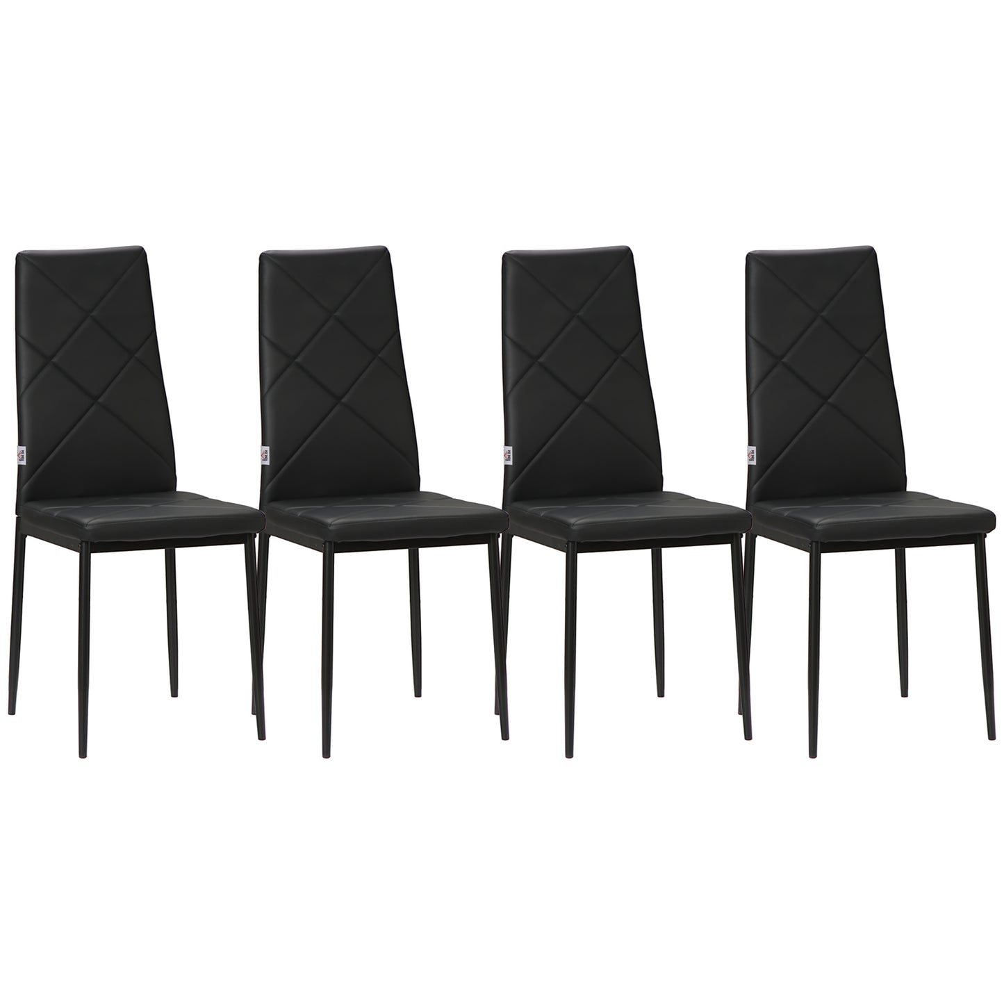 Dining Chairs Set of 4, Modern Accent Chair with High Back, Upholstery Faux Leather and Steel Legs for Living Room, Kitchen, Black Bar Stools at Gallery Canada