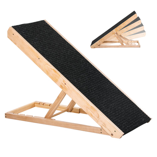 Dog Ramp Foldable Pet Ramp for Bed Couch, Height Adjustable, for Cats Large Dogs with Non Slip Carpeted Surface