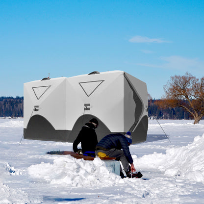 8-Person Insulated Ice Fishing Tent Shelter with Ventilation Windows and Carry Bag, for -22℉, Grey Ice Fishing Tents   at Gallery Canada