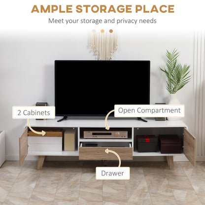 Rounded-edge TV Stand for 60'' Flat Screens with Storage and Cable Management, Multi Colour TV Stands   at Gallery Canada