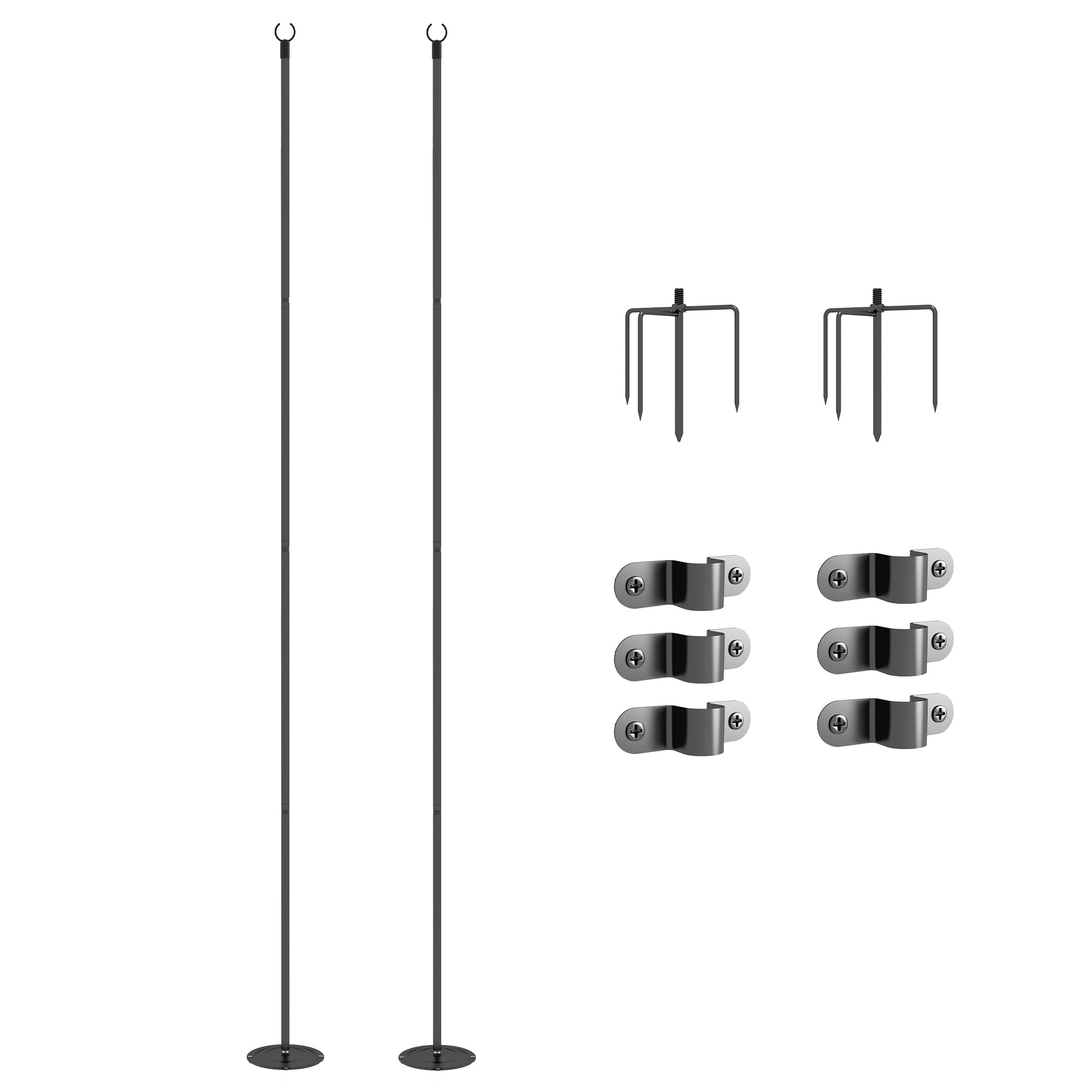 2 Pack of 10' String Light Poles, Steel Hanging Lighting Stand for Patio, Backyard, Deck, Wedding, Party, Black Lighting & Ceiling Fans at Gallery Canada
