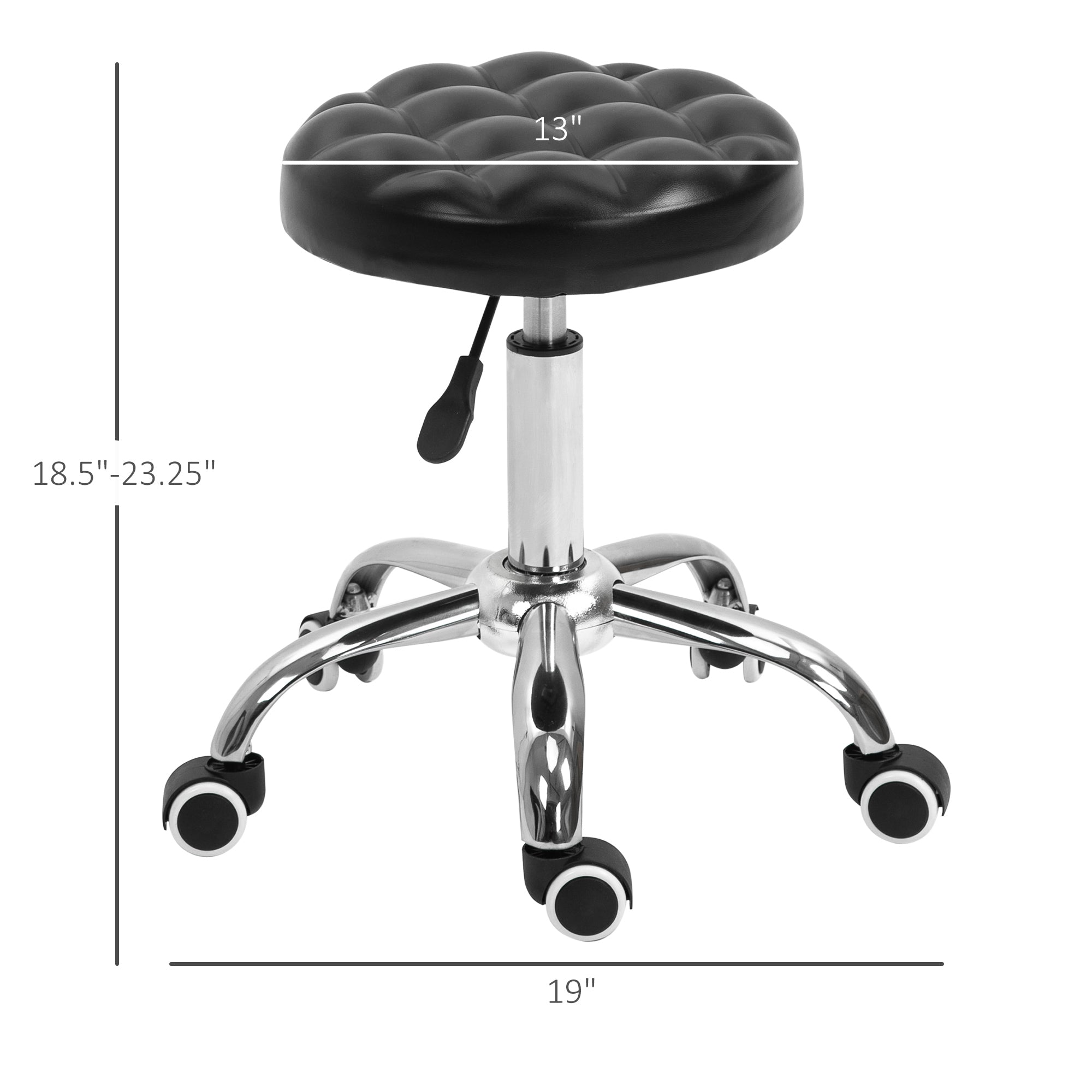 Rolling Swivel Padded Salon Stool with Adjustable Height Wheeled Tattoo Massage Chair Beauty SPA Bar Seat with Thick Padded Black Salon Stools   at Gallery Canada