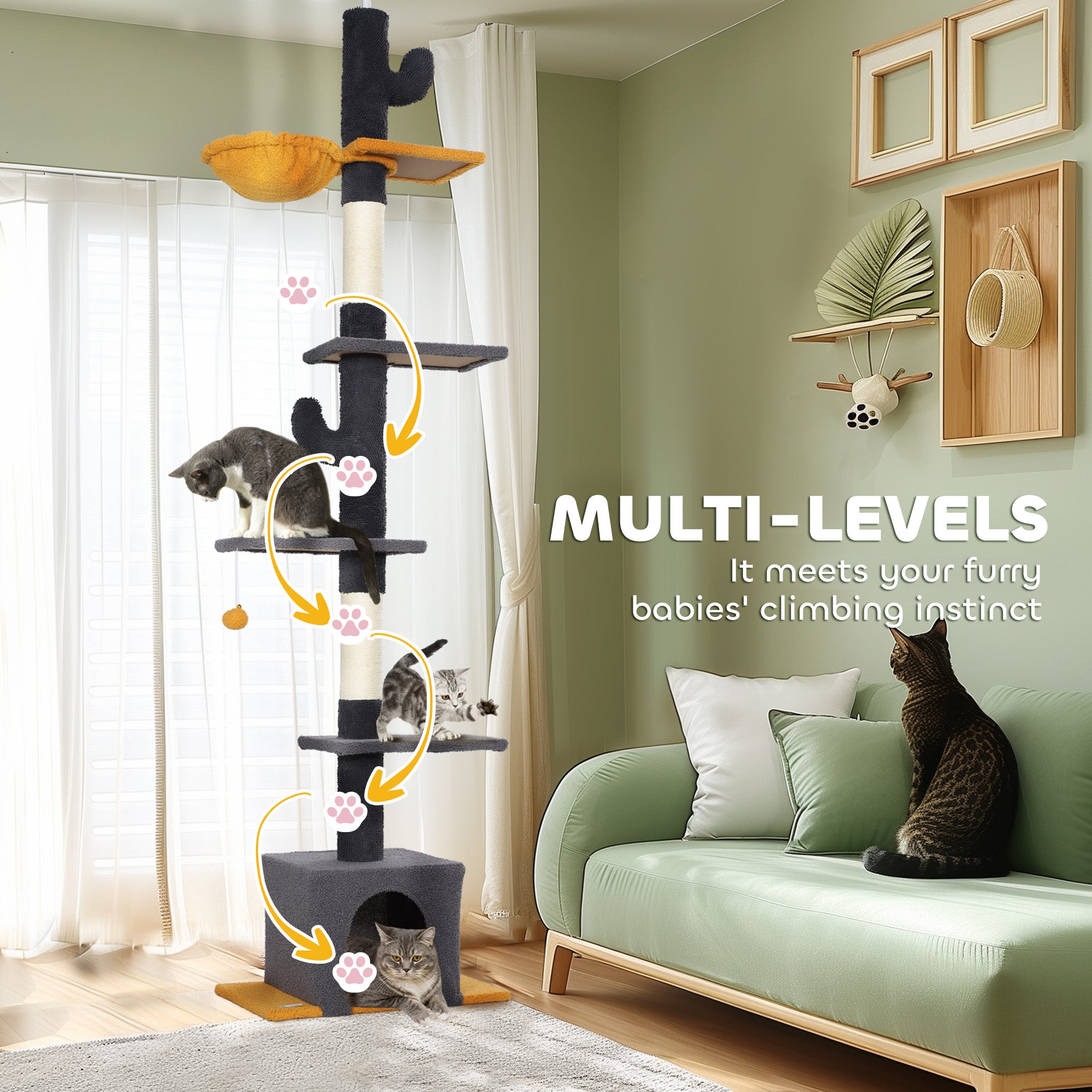 Floor to Ceiling Cat TreeTower with 90.5