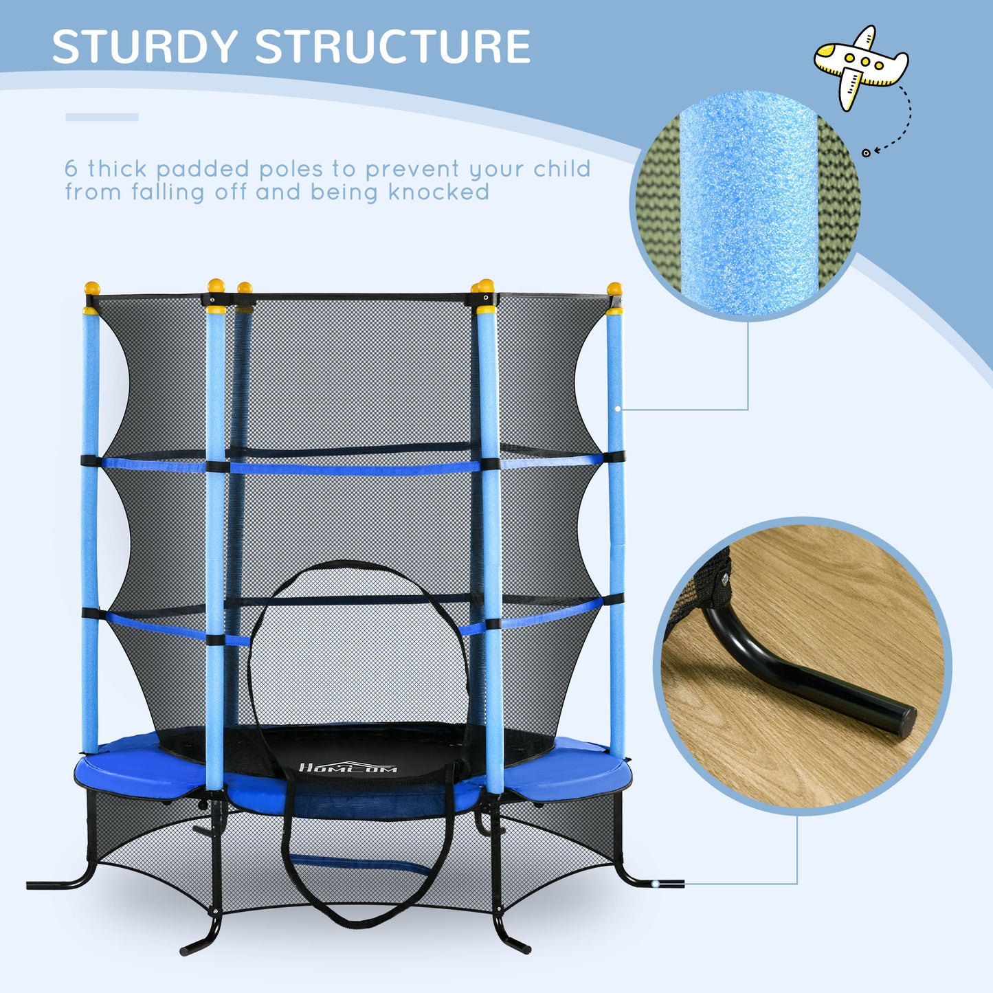 5Ft Trampoline for Kids with Safety Enclosure Net, for 3-10 Years, Blue Trampolines   at Gallery Canada