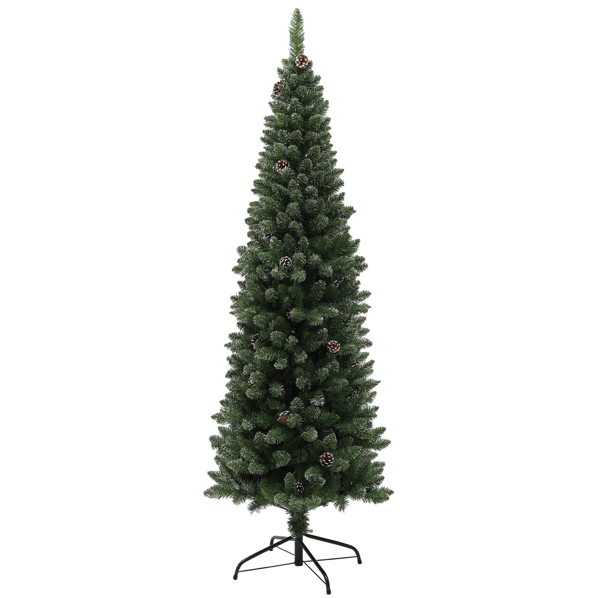 6ft Artificial Pencil Christmas Tree with 618 Branches, Pinecones, Metal Stand, Realistic Xmas Tree for Home Pencil Christmas Trees at Gallery Canada