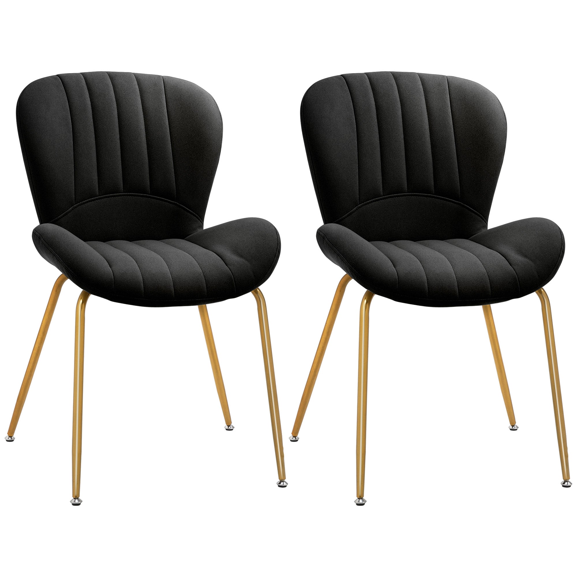 Dining Chairs Set of 2, Modern Accent Chair with Cushioned Backrest, Upholstery for Living Room, Black Dining Chairs at Gallery Canada