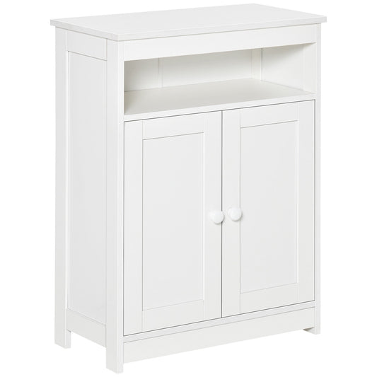 Accent Cabinet, Wood Free Standing Storage Organizer with Double Doors and Adjustable Shelf for Living Room, Kitchen, White Bathroom Cabinets White  at Gallery Canada