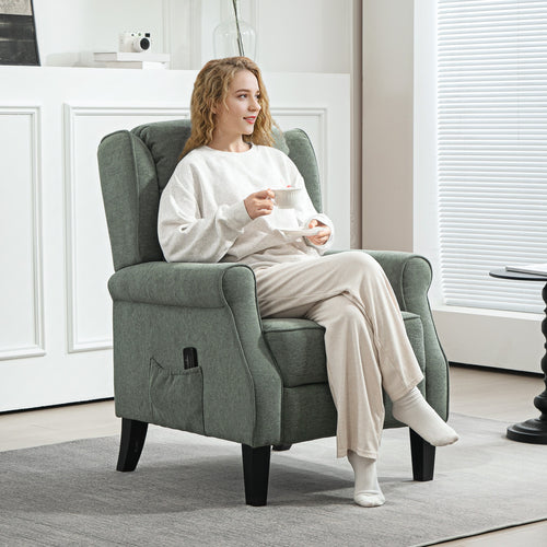 Push Back Recliner Chair, Vibration Massage Recliner for Living Room with Extendable Footrest, Remote, Dark Green