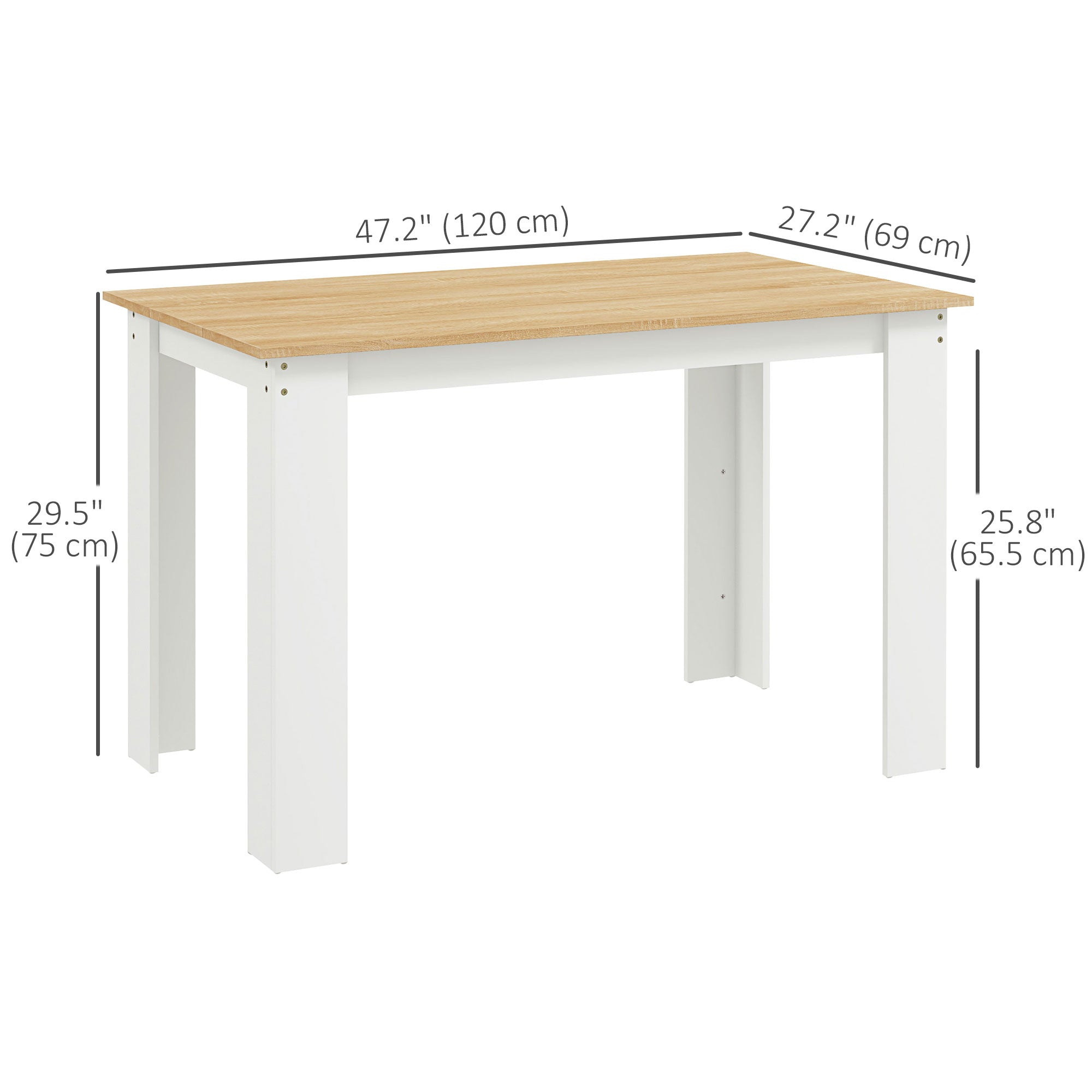 Kitchen Table for 4-6 People, Dining Table with Veneered Top for Dining Room, Oak Bar Tables   at Gallery Canada