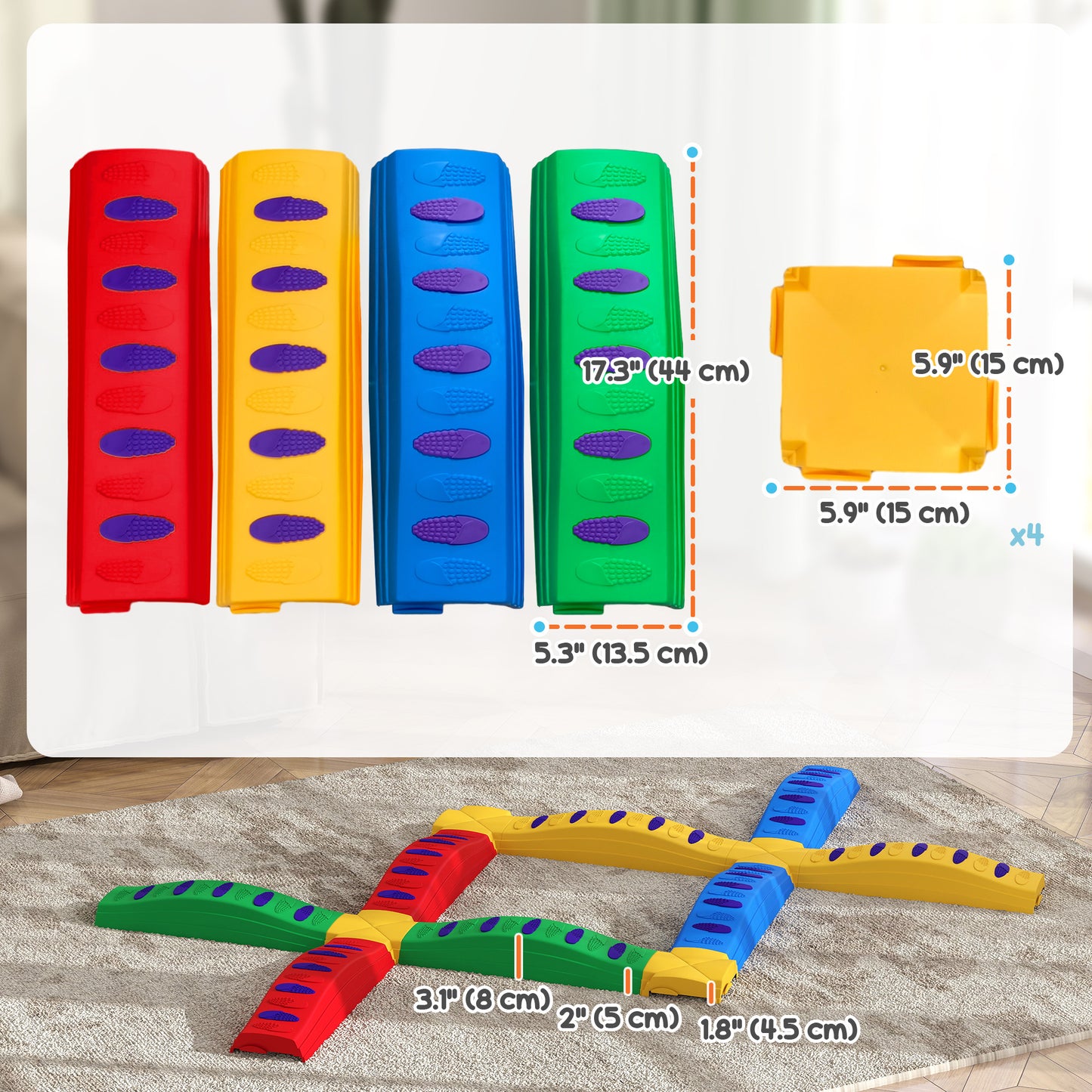 12PCs Balance Beam with Non-Slip Foot Pads for 3-8 Years Baby Gym & Playmats at Gallery Canada