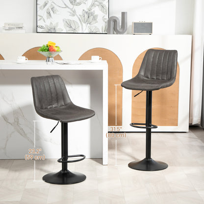 Counter Height Bar Stools Set of 2, Adjustable Height Bar Chairs with Swivel Seat, Leathaire Upholstery Bar Stools   at Gallery Canada