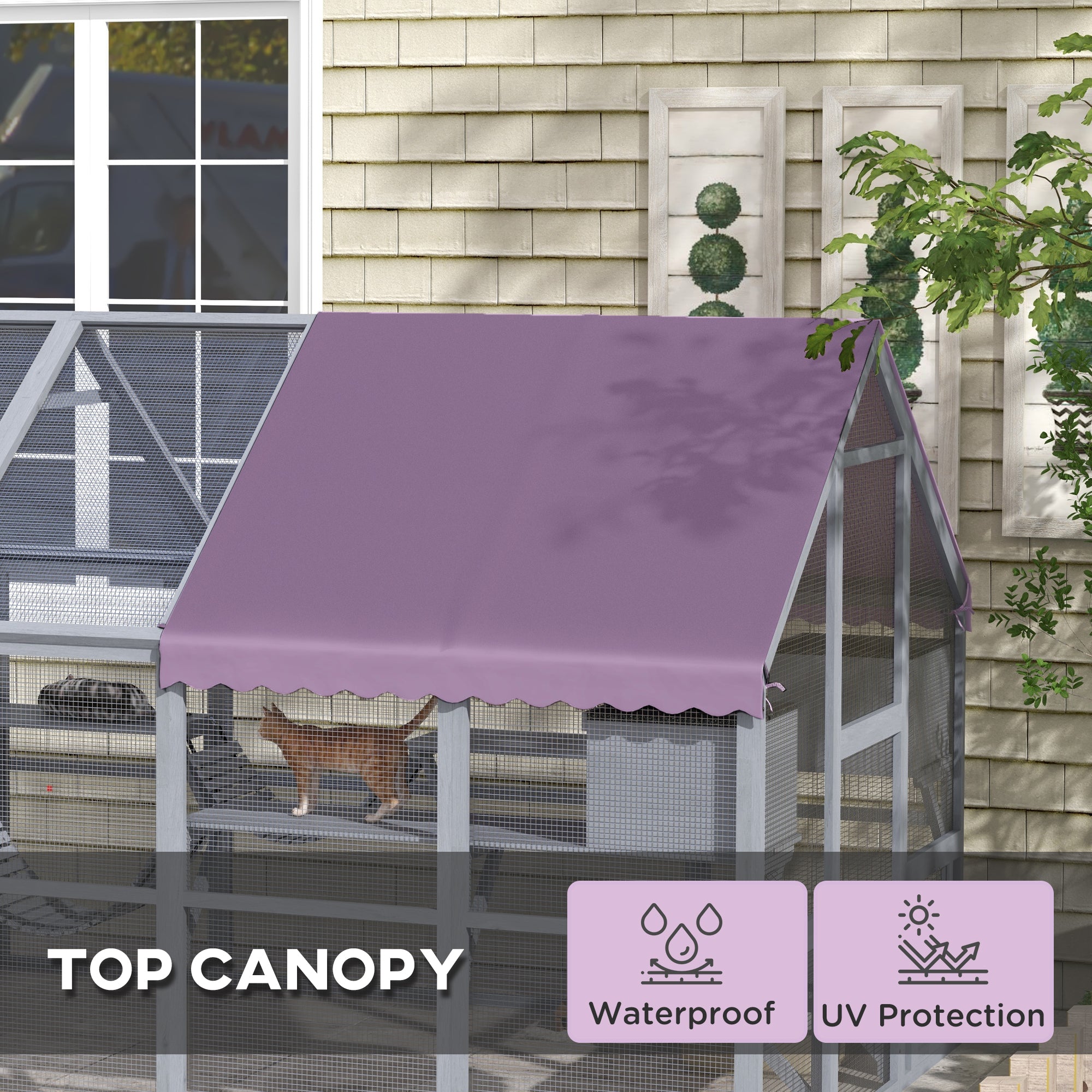 Outdoor Cat Enclosure Wooden Feral Cat House w/ Weatherproof Canopy, Bridges, Resting Boxes, Platforms, for 3-6 Cats Outdoor Cat Enclosures at Gallery Canada