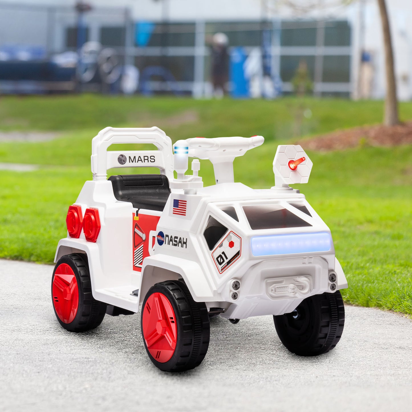 6V Mars Rover Electric Car for Kids with Sci-Fi Sounds, Lights, MP3, for Ages 3-5, White Electric Toy Cars   at Gallery Canada