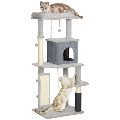 52 Inch Cat Tree with Scratching Posts, Cat Bed, Condo, Grooming Brush, Jumping Platforms, Toy Balls, Anti-tip Kit Cat Trees at Gallery Canada