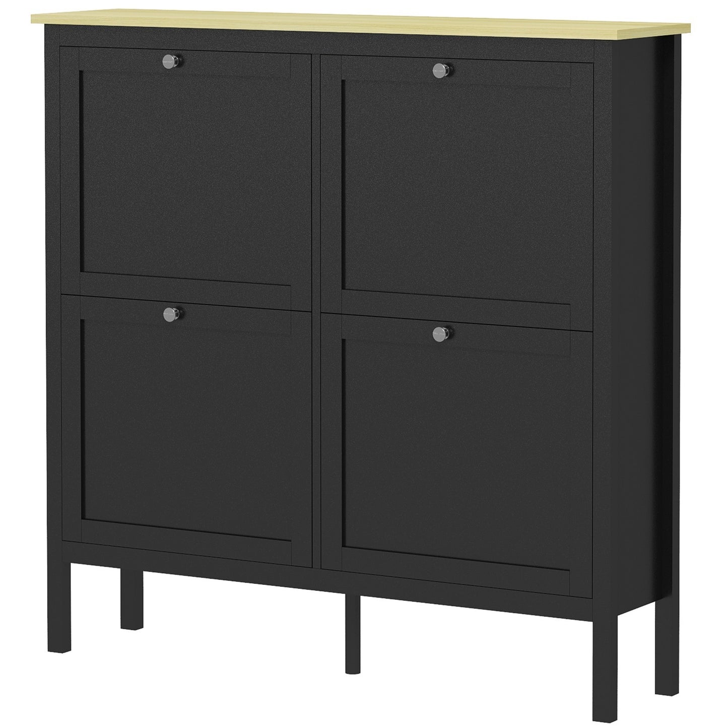 Entryway Shoe Storage Cabinet with 4 Flip Drawers, Adjustable Shelves, Narrow Shoe Cabinet for 20 Pairs of Shoes, Black Shoe Storage Cabinets & Racks   at Gallery Canada